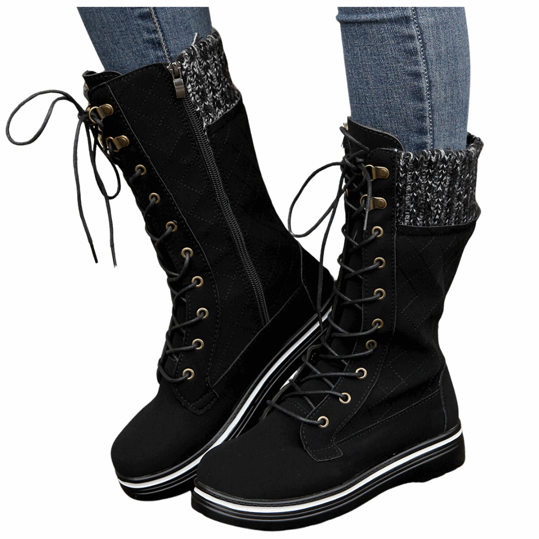 WalkSole - , , Western Chic - Bottes hautes à lacets pour mollets moyens