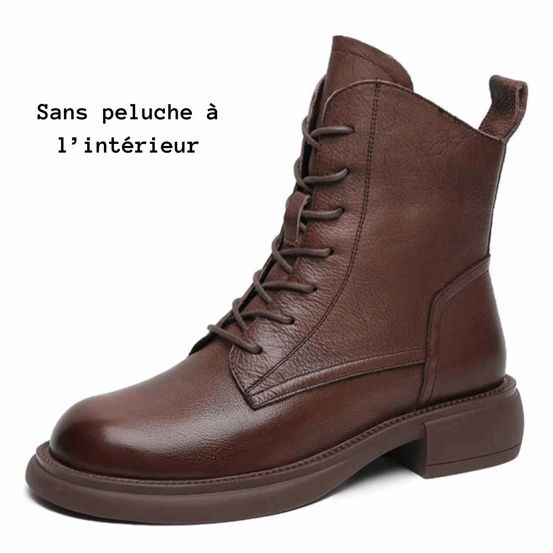 WalkSole - Marron(Sans peluche à l'intérieur) / 34, Marron(Sans peluche à l'intérieur) / 34 , Élégance Rétro Féminine - Bottines pour Femmes