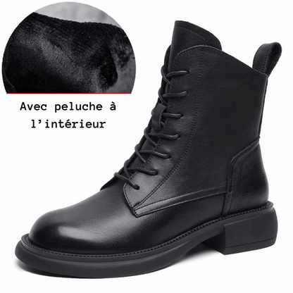 WalkSole - Noir (Peluche à l'intérieur) / 34, Noir (Peluche à l'intérieur) / 34 , Élégance Rétro Féminine - Bottines pour Femmes