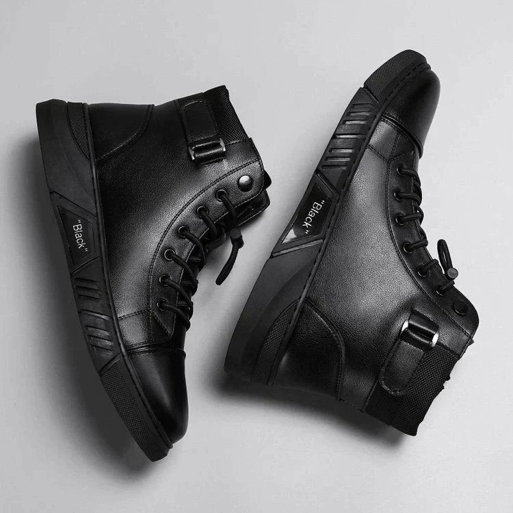 WalkSole - , , Vincenzo - Bottines noires Polyvalentes et Décontractées en cuir Véritable Pour Hommes