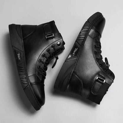 WalkSole - , , Vincenzo - Bottines noires Polyvalentes et Décontractées en cuir Véritable Pour Hommes