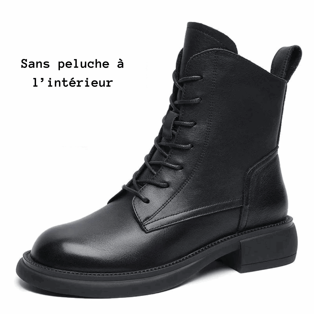 WalkSole - Noir (Sans peluche à l'intérieur) / 34, Noir (Sans peluche à l'intérieur) / 34 , Élégance Rétro Féminine - Bottines pour Femmes