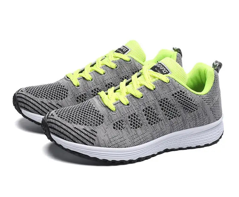 WalkSole - Gris/Vert / 42, Gris/Vert / 42 , Nouna Sneakers Féminines Confortables