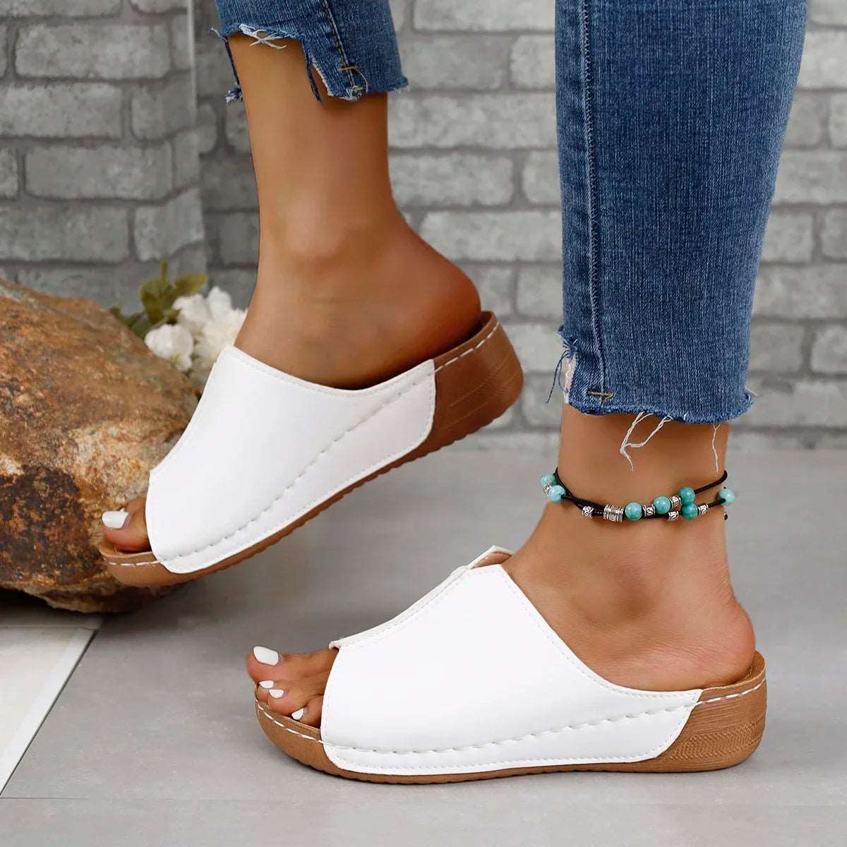 WalkSole - 38 / WHITE, 38 / WHITE , Breeze Chic - Sandales Compensées Estivales