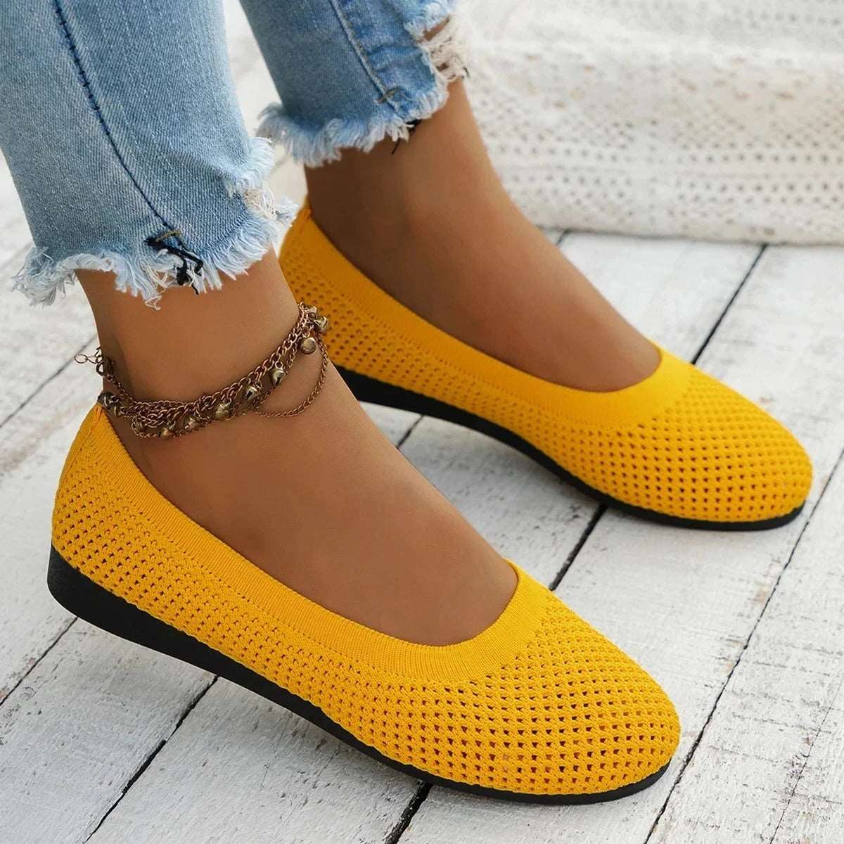 WalkSole - Jaune / 36, Jaune / 36 , Sole™2024 - Ballerines Orthopédiques Légères et à la Mode