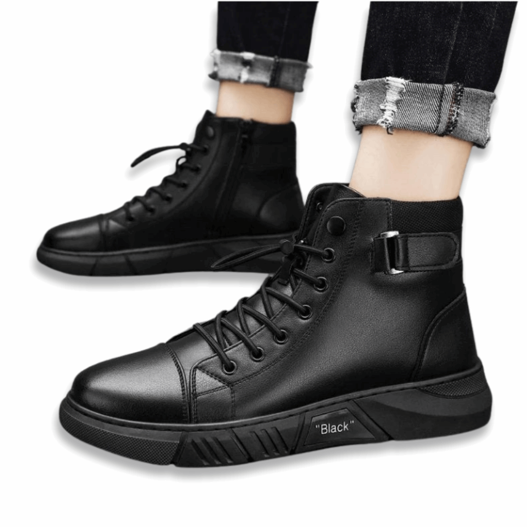 WalkSole - , , Vincenzo - Bottines noires Polyvalentes et Décontractées en cuir Véritable Pour Hommes