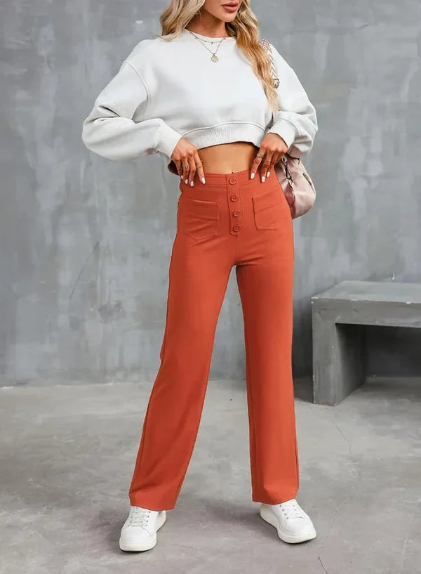 Breezeful™ Pantalon Taille Haute Extensible avec Poches Latérales