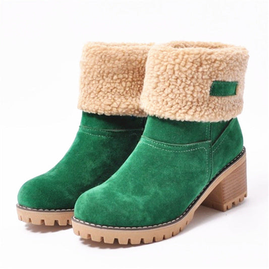 WalkSole - Vert / 36, Vert / 36 , SaraBottes® bottes d'hiver confortables en laine avec des talons hauts.