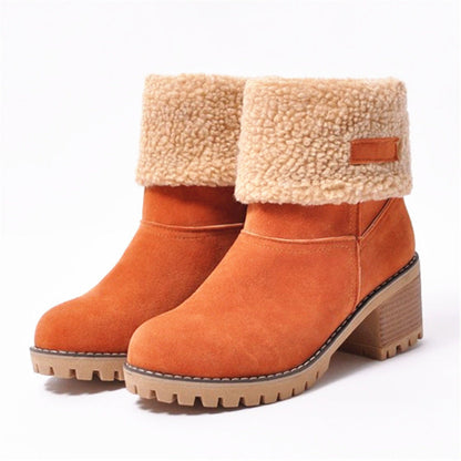 WalkSole - Orange / 36, Orange / 36 , SaraBottes® bottes d'hiver confortables en laine avec des talons hauts.