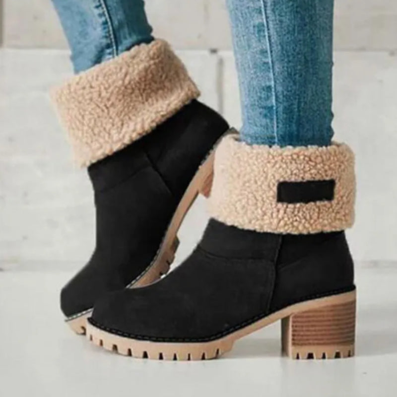 WalkSole - , , SaraBottes® bottes d'hiver confortables en laine avec des talons hauts.