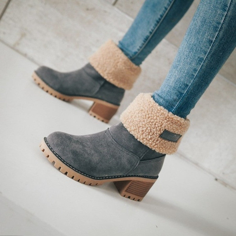 WalkSole - , , SaraBottes® bottes d'hiver confortables en laine avec des talons hauts.