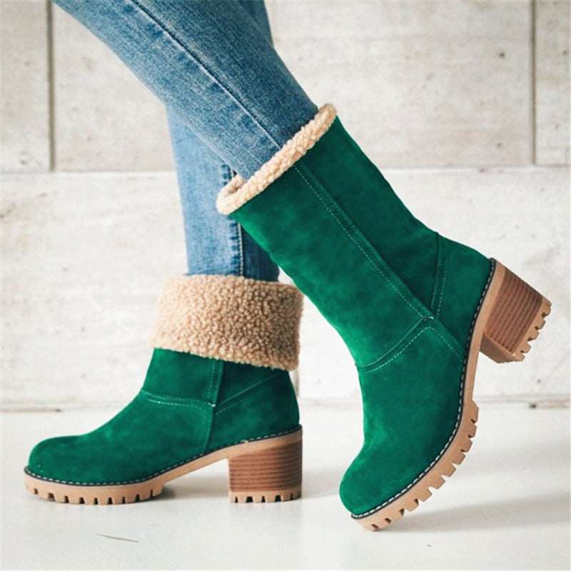 WalkSole - , , SaraBottes® bottes d'hiver confortables en laine avec des talons hauts.