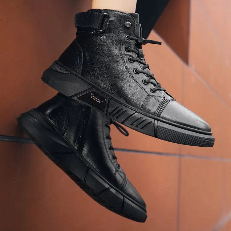 WalkSole - , , Vincenzo - Bottines noires Polyvalentes et Décontractées en cuir Véritable Pour Hommes