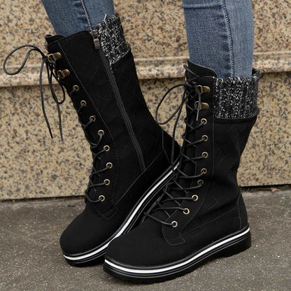 WalkSole - Noir / 37, Noir / 37 , Western Chic - Bottes hautes à lacets pour mollets moyens